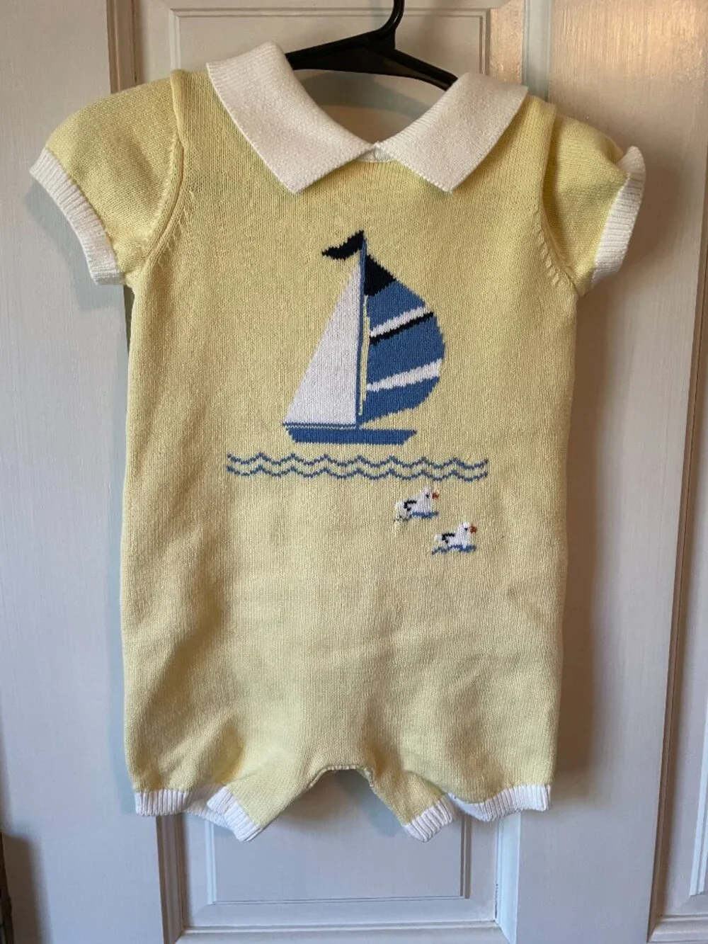 Janie and Jack Yellow Baby Sailboat Romper